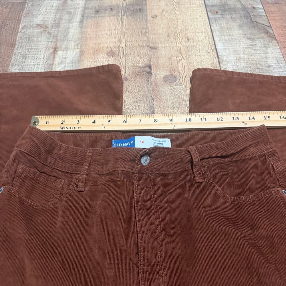 Old Navy Women's Brown Higher High-Rise Flare Corduroy Pants Sz 12 Fall Preppy - Picture 5 of 7
